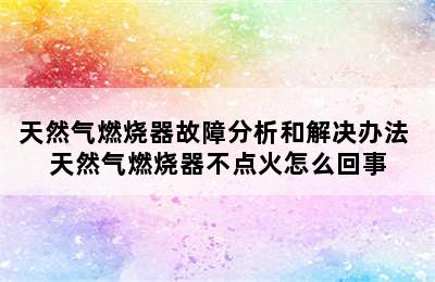 天然气燃烧器故障分析和解决办法 天然气燃烧器不点火怎么回事